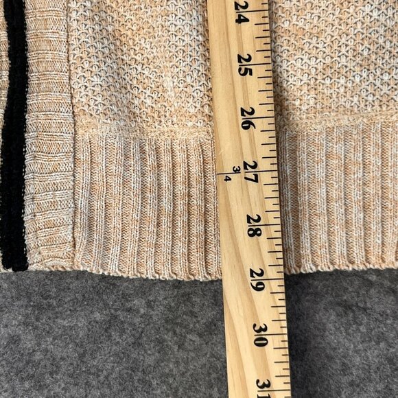 Mens XL Beige Zip Sweater Cardigan Bomber Jacket Plaid Fleece Lined Grandpa Core - Picture 9 of 10